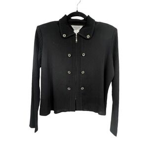 Exclusively MISOOK Jacket/Cardigan Sweater Zip Front Button Ribbed Sleeves MP